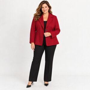 Talbots Woman Blazer 16W Red Wool Blend One Button Lined Plus Size Jacket